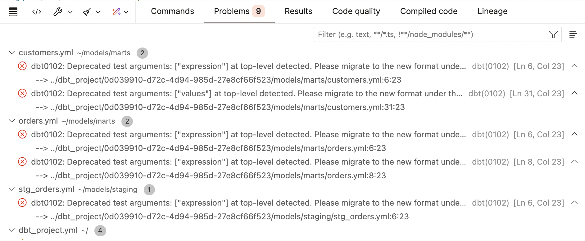 Preview results show up in the Results console tab